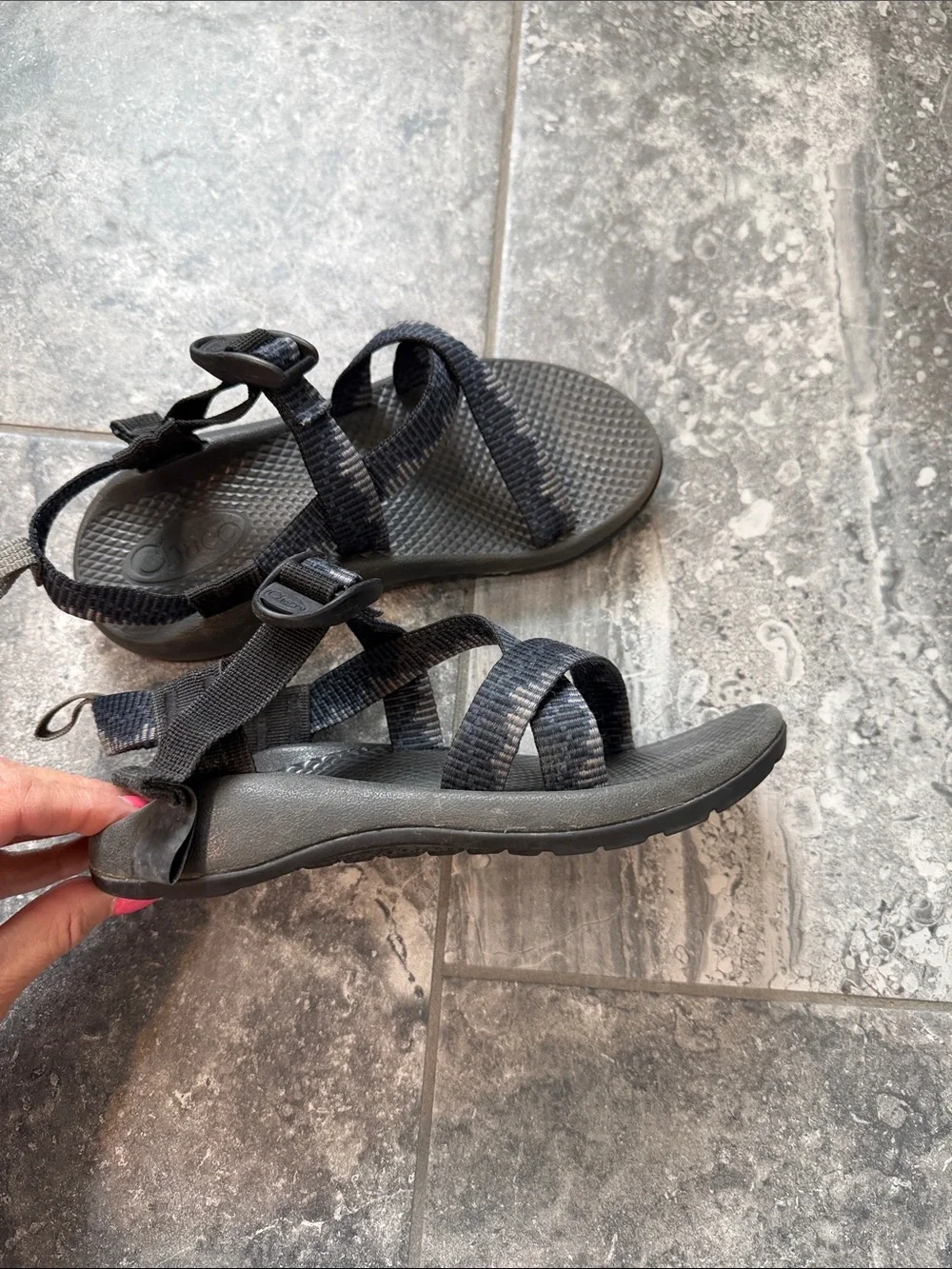 Chaco Kids Black and Gray Adjustable Strap Sandals